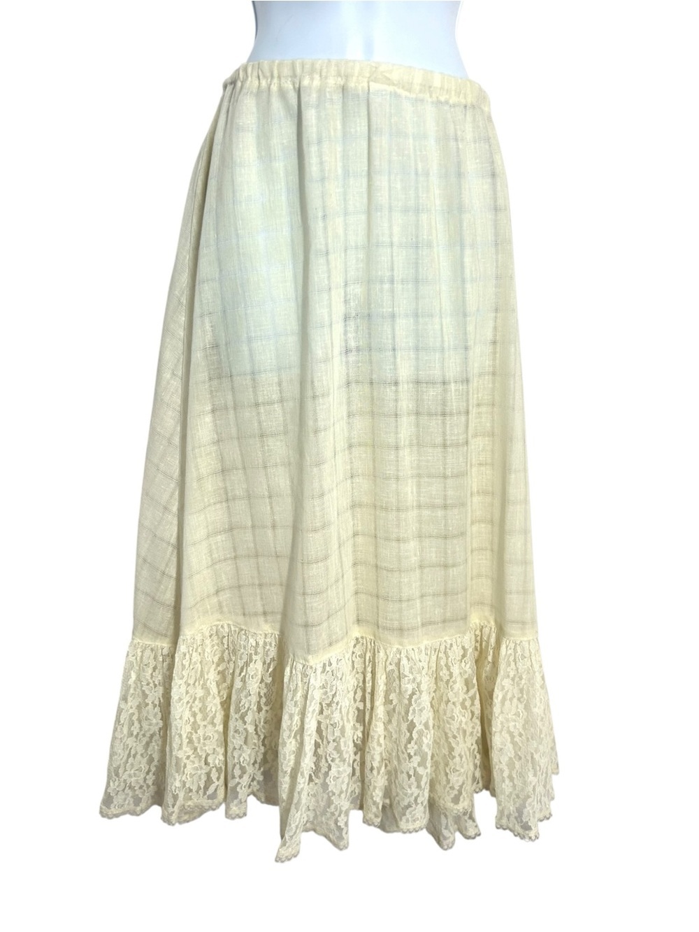 Gunne Sax Jessicas Gunnies 70s Vintage Semisheer Cream Lace Trim Midi Skirt Boho